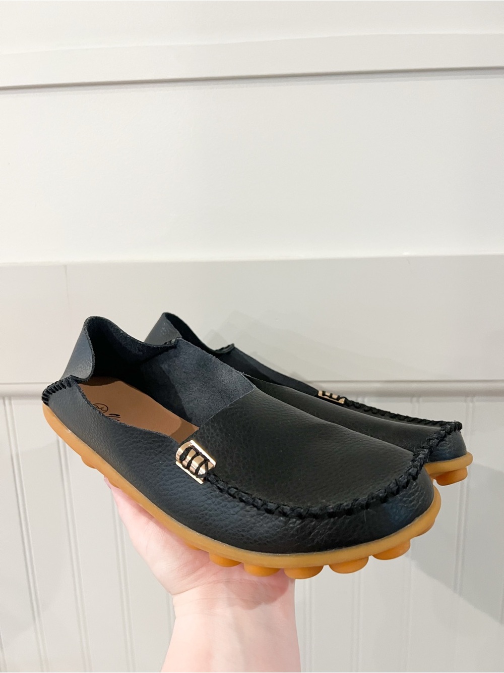Black Slip-On Casual Loafers with Gum Sole